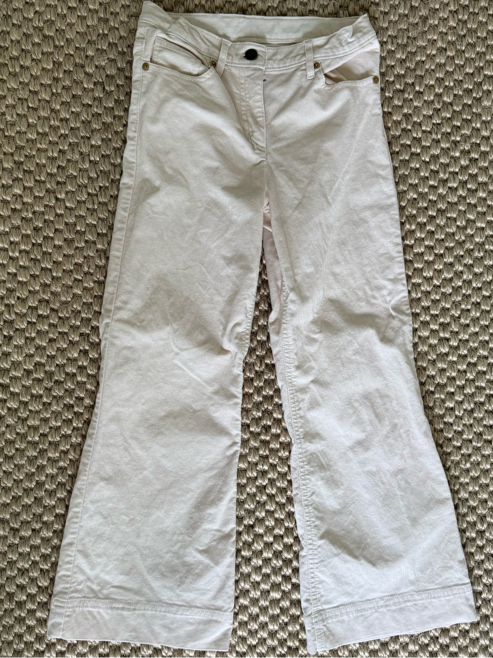 J Crew Crewcuts cream corduroy pants ankle length cropped flare size 10